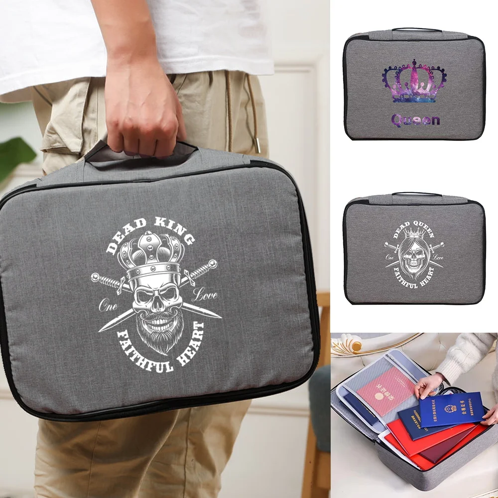 Documents Bags Organizer Case Men Women Travel Credentials Credit Card Storage Bag King Gueen Print Waterproof Luggage Handbags
