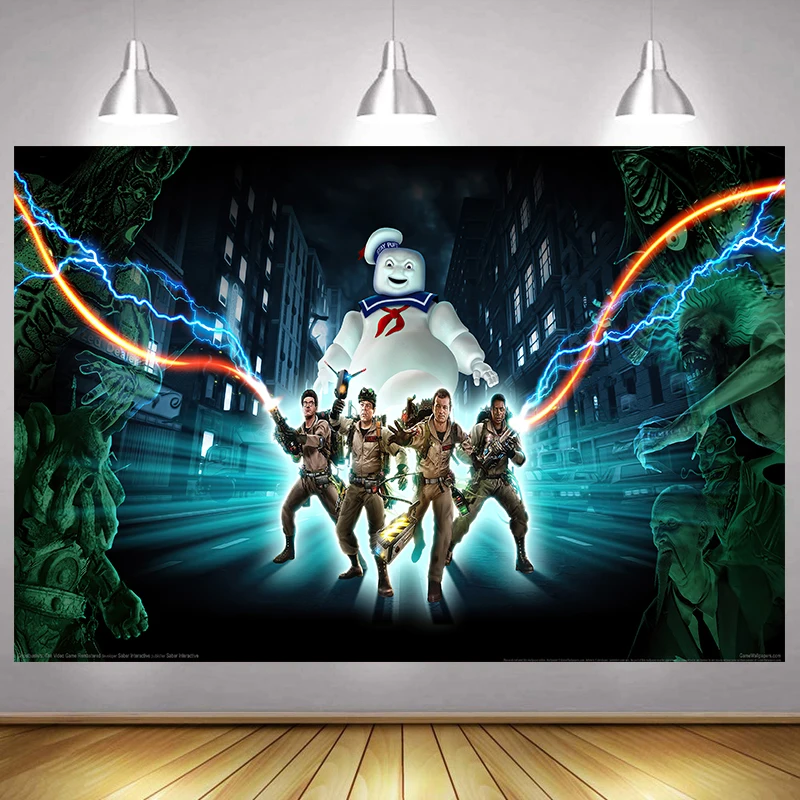 

Ghostbusters Backdrop Boy Happy Birthday Party Ghost Photography Background Kids Photographic Banner