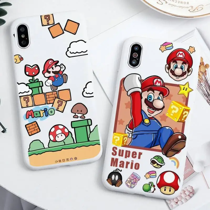 

Game Super Mario Phone Case For iphone 13 12 11 Pro Max Mini XS 8 7 6 6S Plus X SE 2020 XR Candy white Silicone cover