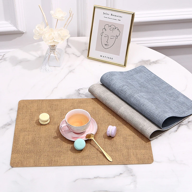 

Placemats for Table, PU, Double Thickened, Waterproof, Non-slip, Insulated, Easy To Clean,High-end Bajoplatos Decorativo Mesa,