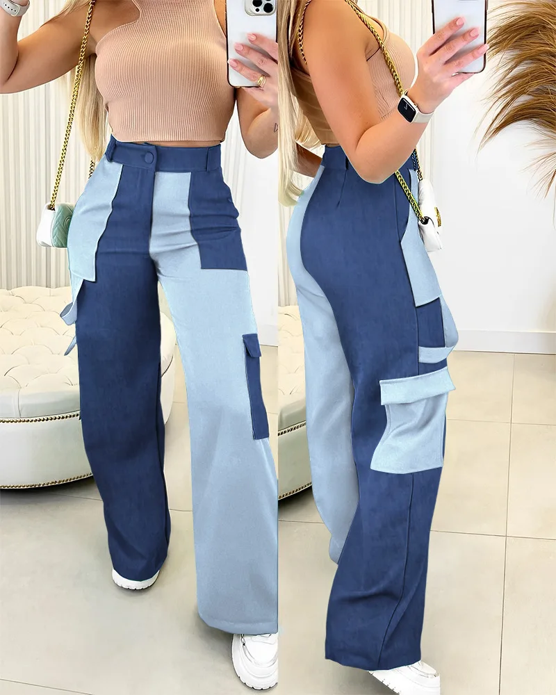 

Брюки-карго с широкими штанинами и карманами, на молнии