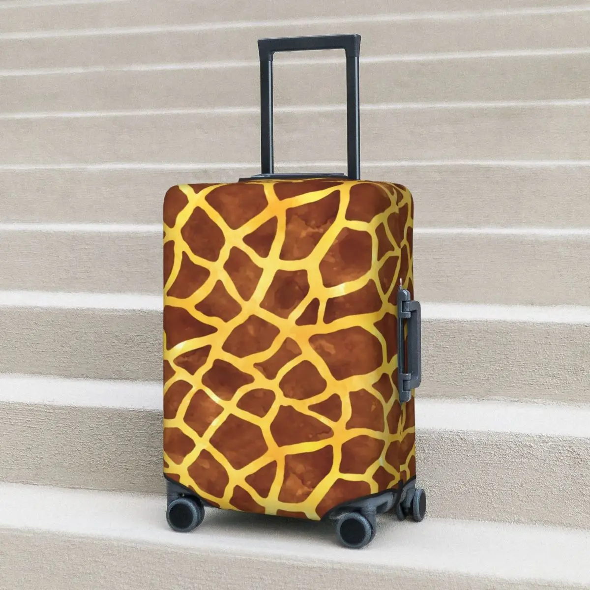 

Giraffe Print Suitcase Cover Gold And Brown Vacation Business Useful Luggage Accesories Protection
