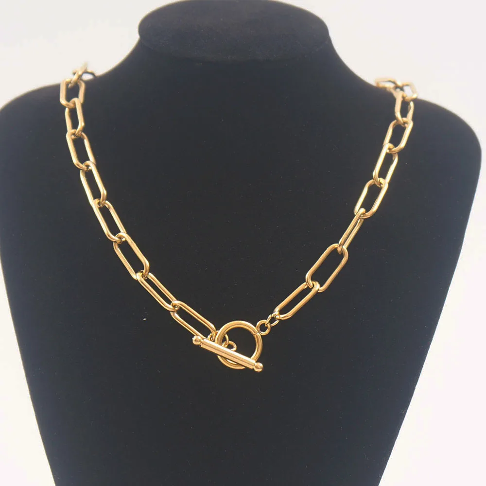 Ожерелье с пряжкой из нержавеющей стали для мужчин и женщин