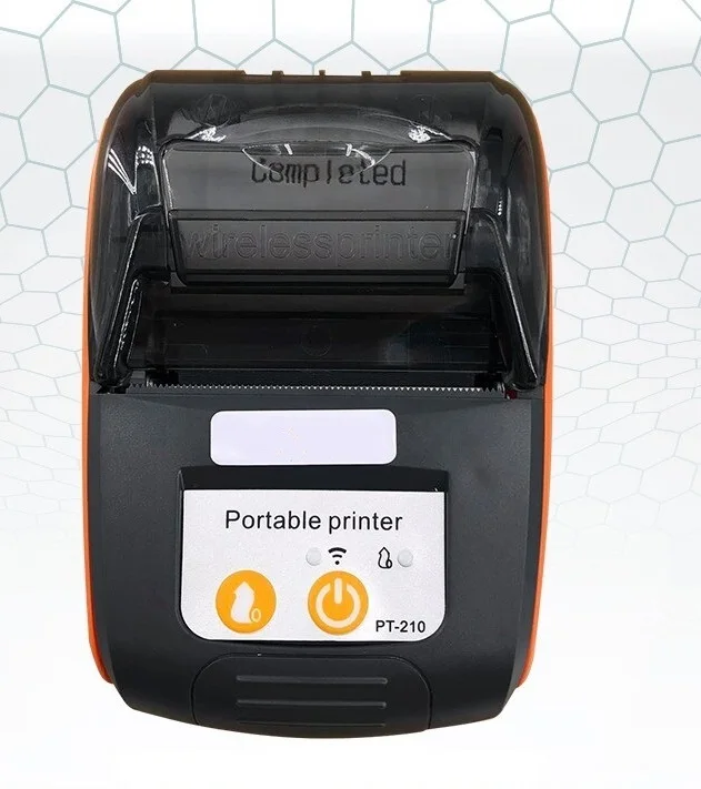 

PT-210 Portable Bluetooth Thermal Printer Handheld 58mm Receipt Blue and Orange FREE POUCH