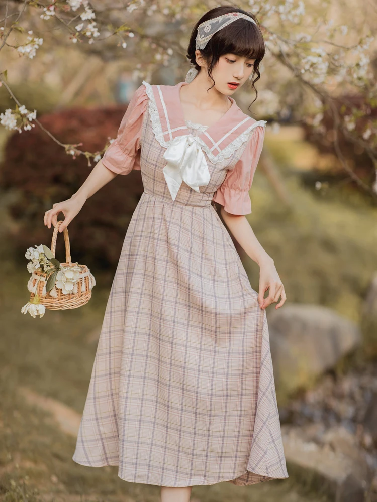 

2022 реальное тёмно-синее платье с воротником в студенческом стиле Бесплатная доставка