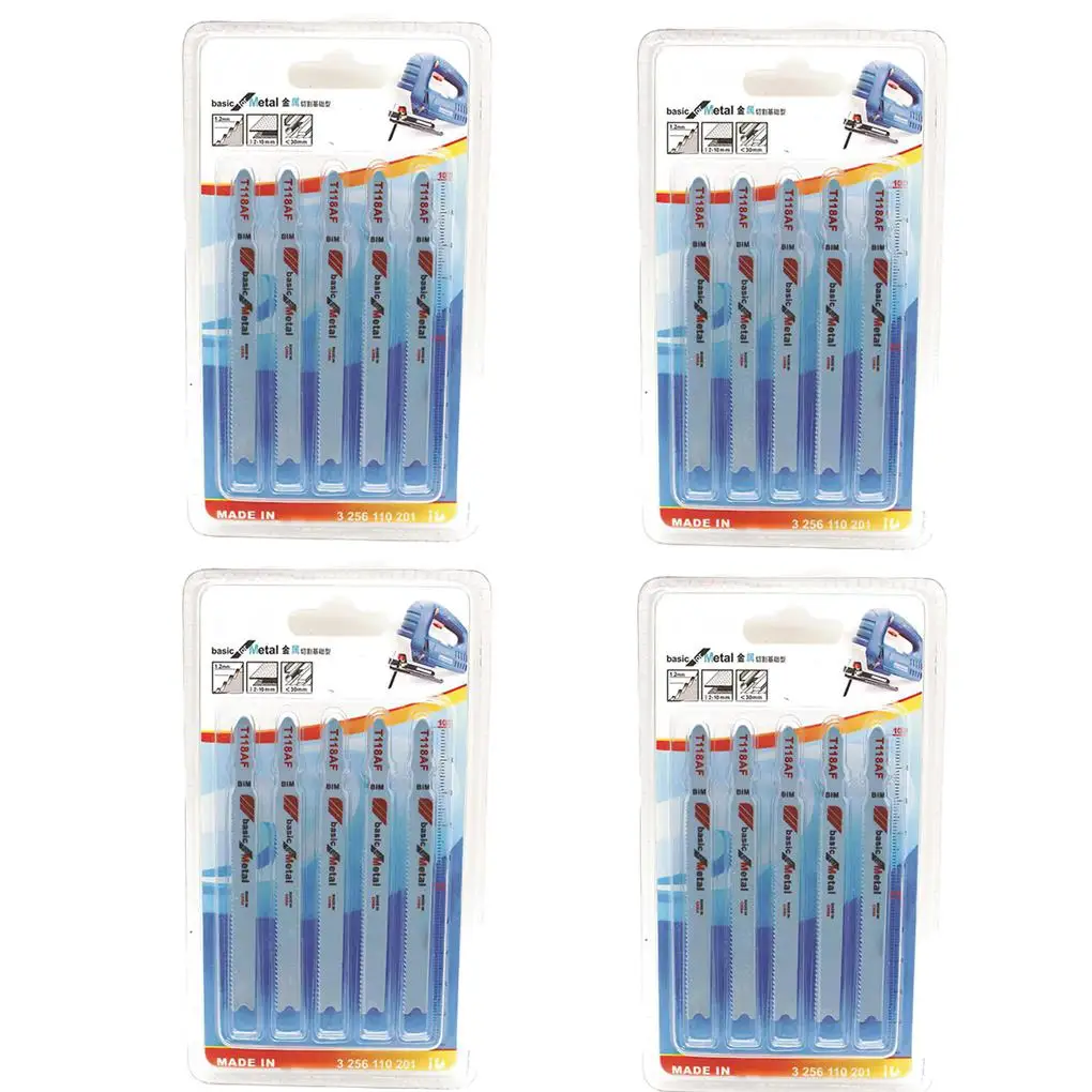 

20PCS T118AF T-Shank Blades Multifunctional Jigsaw Blades Metal Firm Saw Blades Set Sharp Tile Cutting Tool for Woodworking