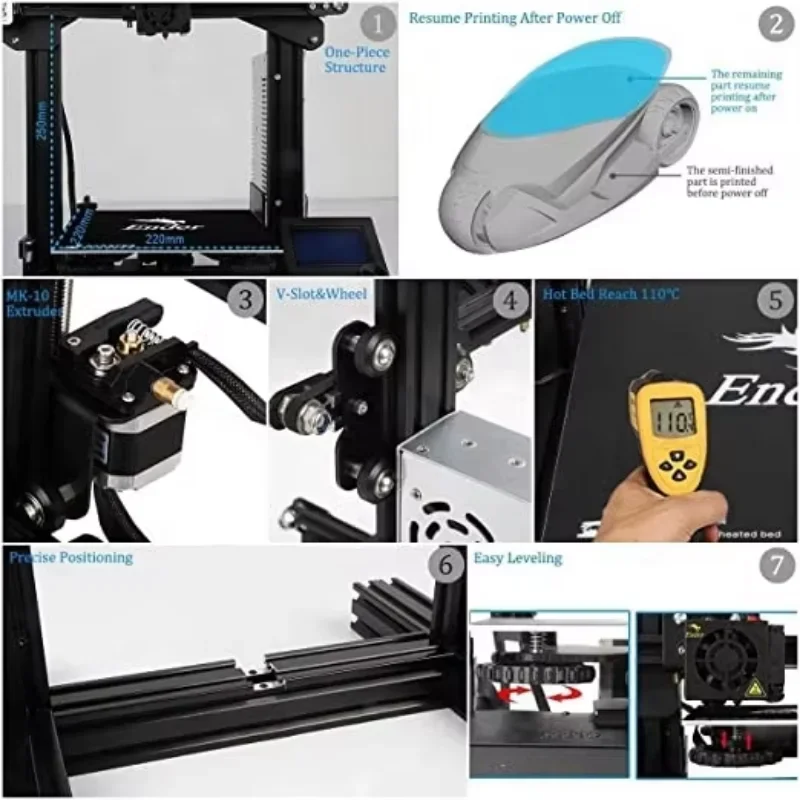 3D-принтер DIY Kit большого размера I3 Mini Resume Принтер сбоя питания Ender 3 Impresora 3D