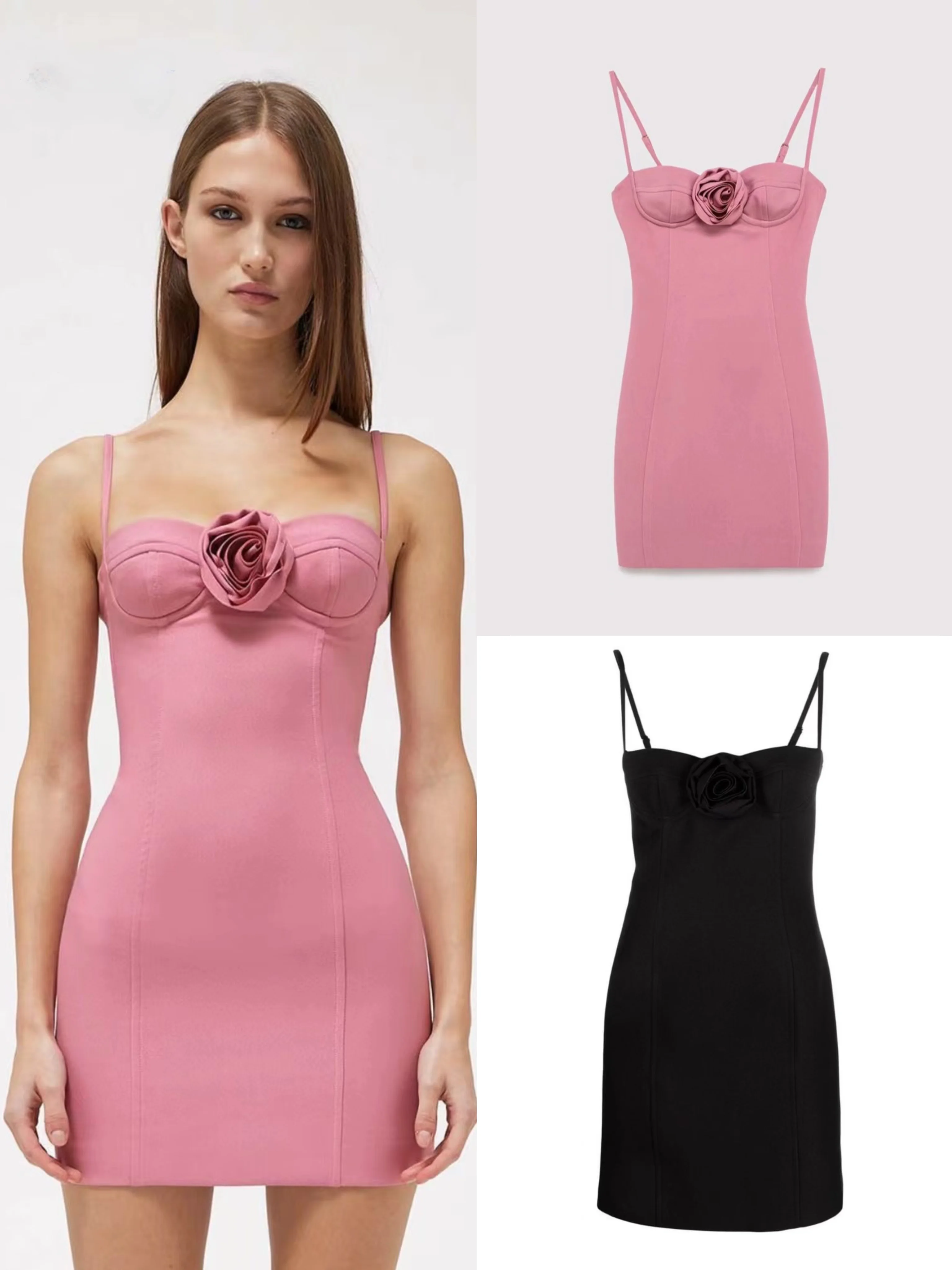 

Women's Casual 3D Rose Flower Strapless Sexy Slim Fit Mini Dress