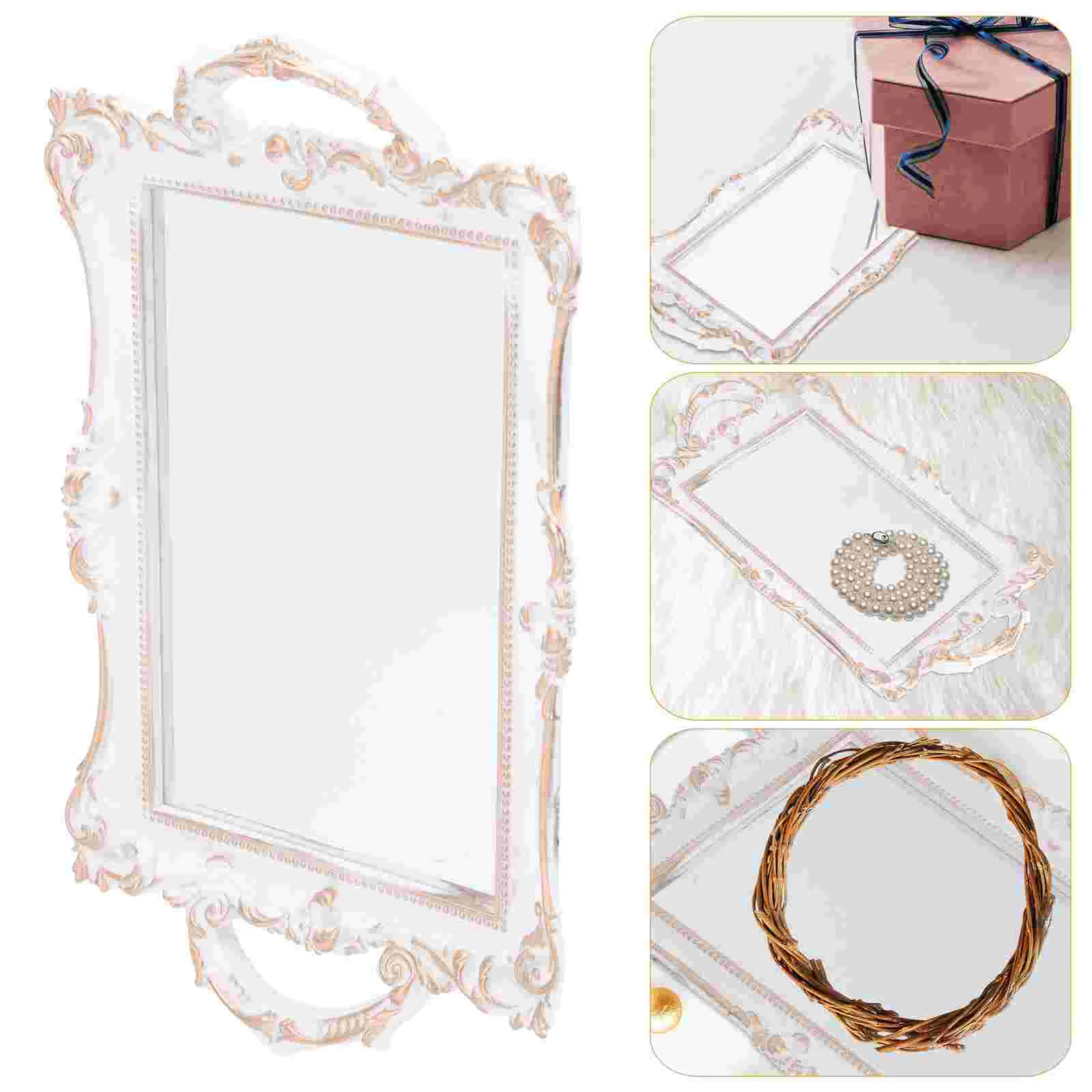 

Tray Jewelry Dish Mirror Holder Trinket Ring Necklace Retrodecorative Vanity Displayornate Dresser Vintage Rings Wedding
