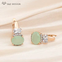 sz design new fashion champagne gold egg shape crystal dangle earrings square cubic zirconia eardrop for women elegant jewelry