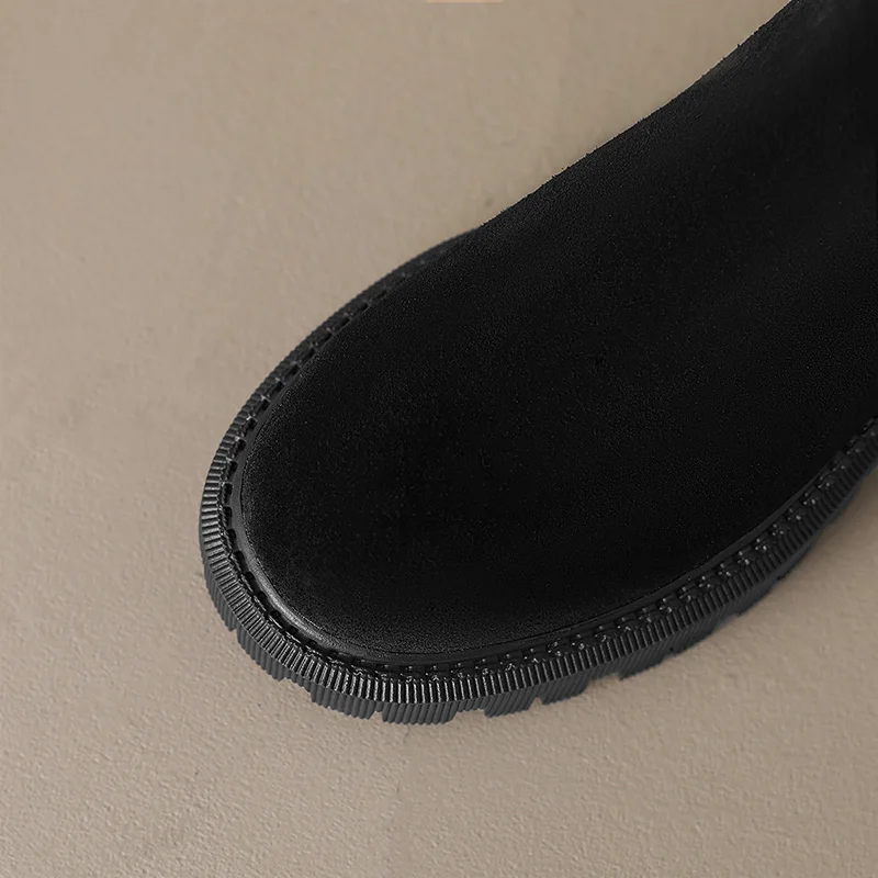 Женские ботфорты из бычьей замши высокие сапоги до бедра новинка осень-зима