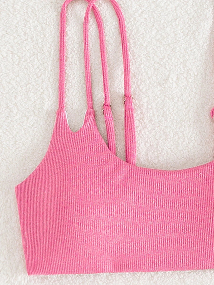 2025 комплект бикини на бретелях однотонный мягкий купальник женский сексуальный