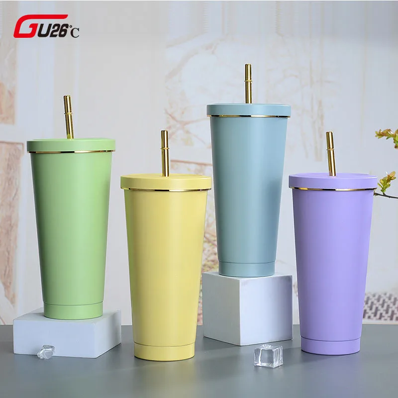 

Кофейная кружка из нержавеющей стали фиолетового, синего, зеленого цветов с крышкой, 500/750 мл