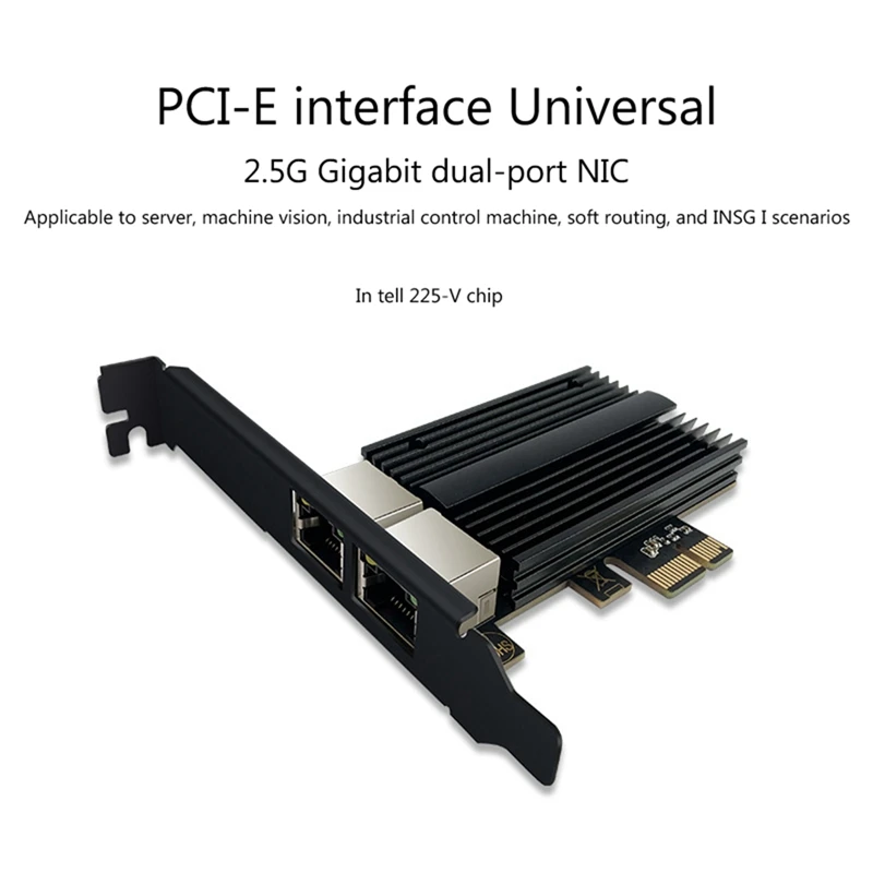 

Pcie сетевой адаптер с двумя портами 2,5G/1G/100 Мбит/с PCI Express I225V Gigabit Ethernet Card RJ45 LAN адаптер без драйвера