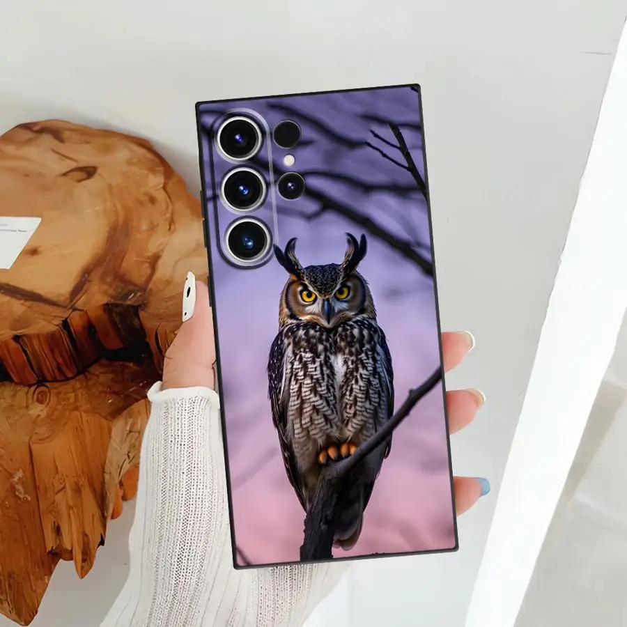 Фото Чехол-накладка для телефона Samsung Galaxy S26 Ultra S20 Ultra Note 20 8 9 10 S23 S24 S21 FE S10 S9 S25 Plus с простым рисунком совы №1