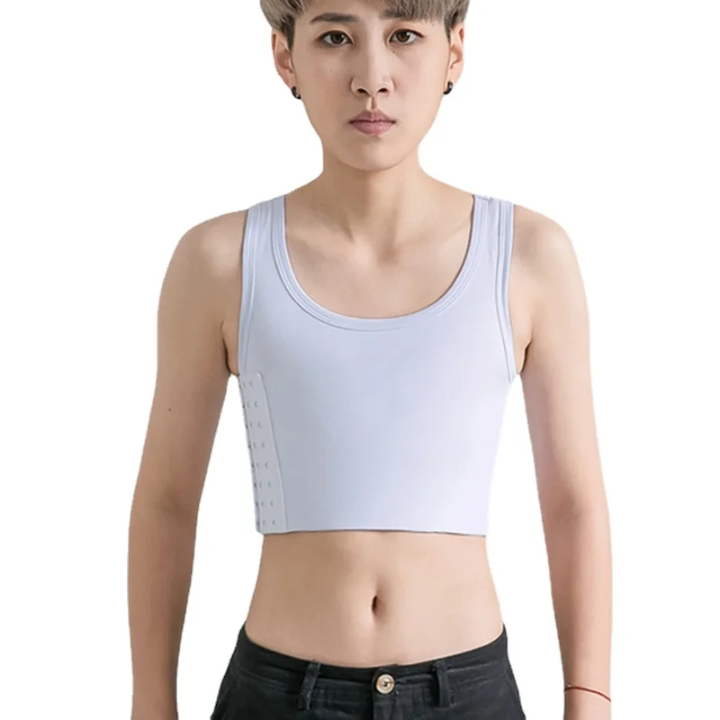 HaleyChan Womens Tomboy Trans Lesbian FTM Cotton Chest Binder Plus Size Short Tank Top with Elastic Band Women's Corset Crop Top