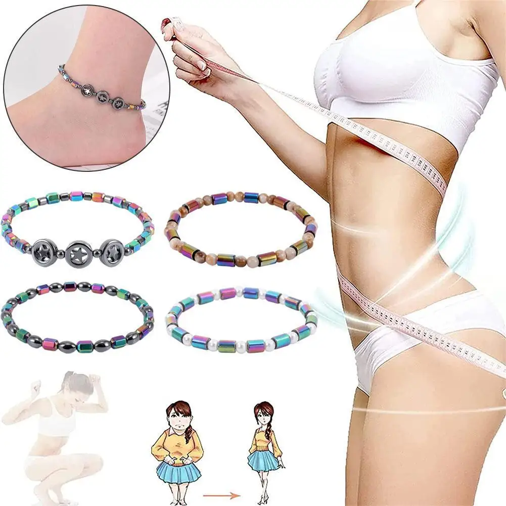 

Браслет на ногу для похудения, магнитная терапия, цветной галлоновый камень, цепочка из гематита, стимулирующая акупунктура, тонкий браслет...