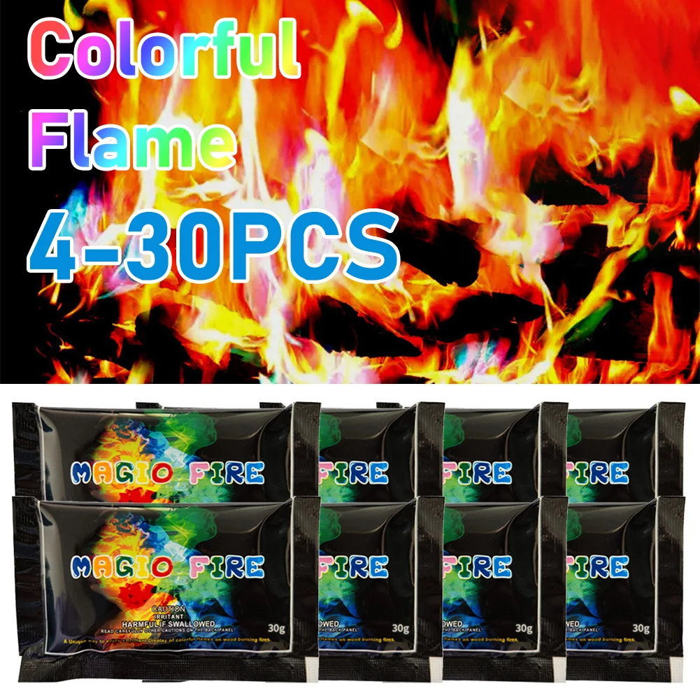 

4-30bags Magic Fire Magical Flames Fire Fire Place Color Changing Packets for Campfires, Outdoor Fireplaces, Ghost Festival Fire