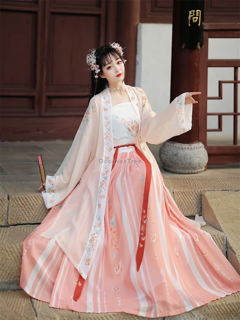 2024 sweet gentle fairy gradient dress chinese style song made exquisite embroidery hanfu dainty ancient dance