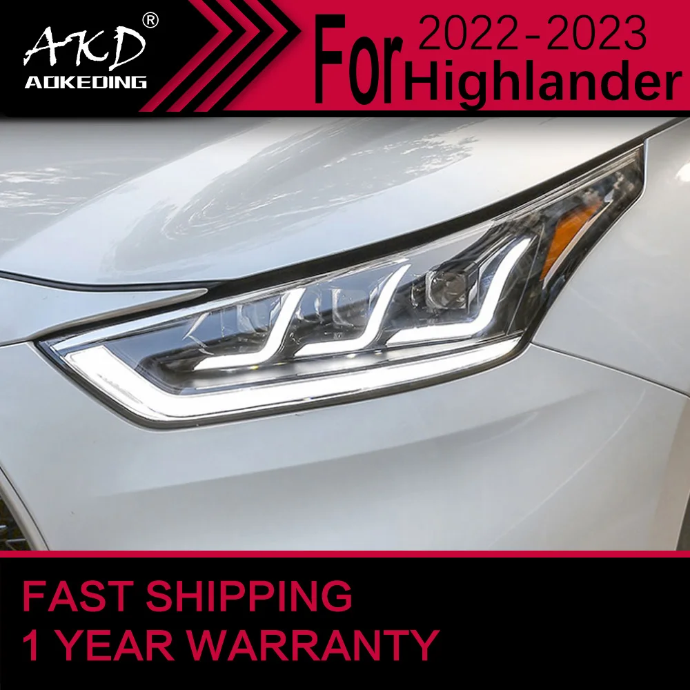 

Автомобильные фары для Toyota Highlander, светодиодные фары 2022-2023, передняя фара Drl, объектив проектора, автомобильные аксессуары