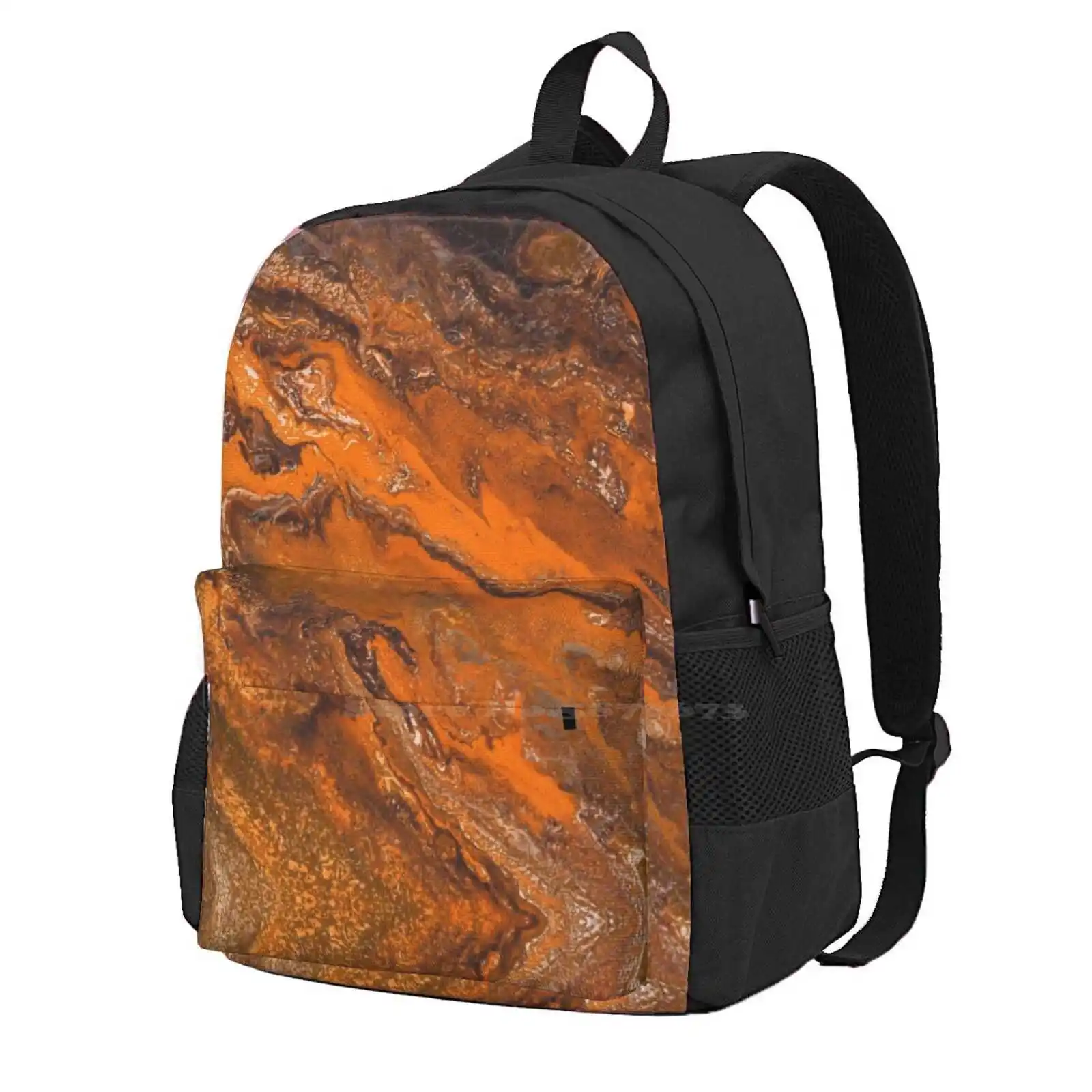 

Amber Fire School Bags For Teenage Girls Laptop Travel Bags Acrylic Dirty Pour Abstract Melted Swirled Surrealism Modern Paint