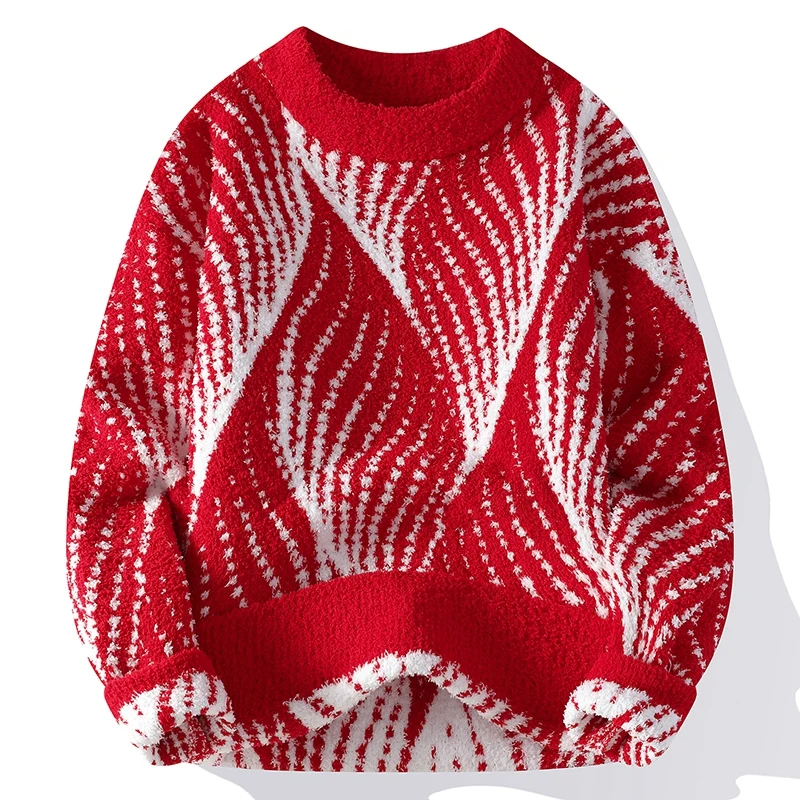 Мужские модные свитера в полоску 2024 осень/зима Свободная трикотажная одежда