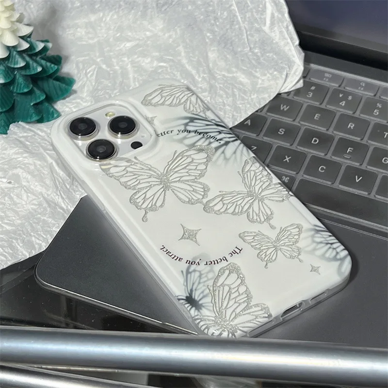 Блестящая бабочка для iphone 11 12promax 13pro с защитой от падения