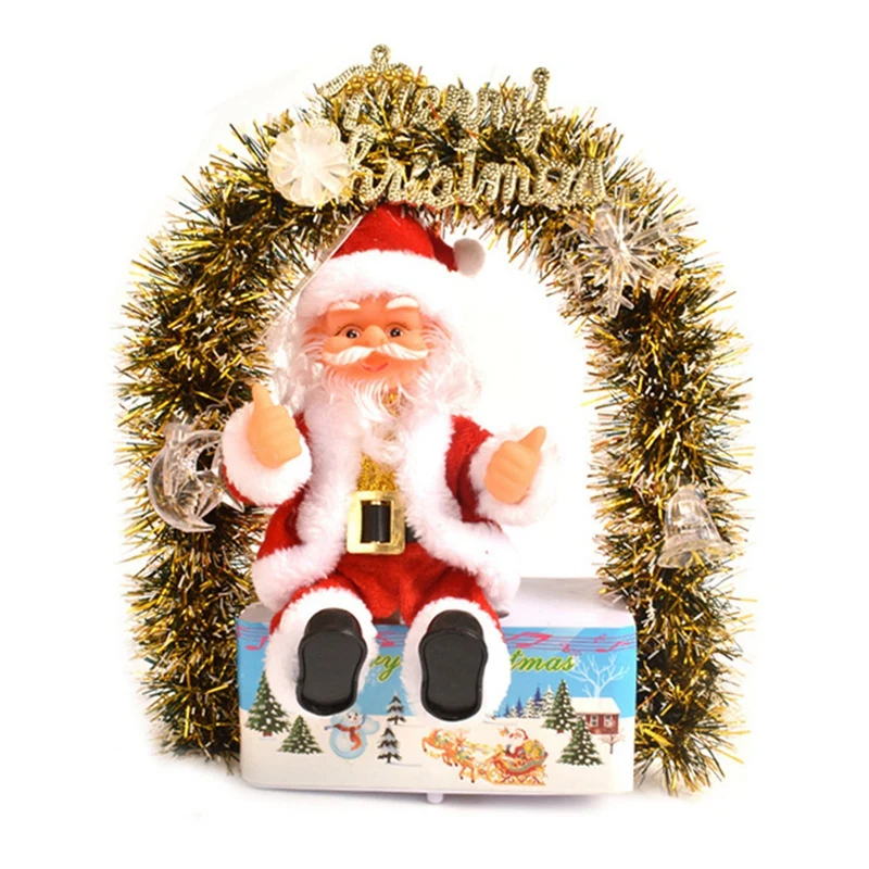 

Рождественское украшение, красочная светящаяся гирлянда Санта-Клауса, электрическая Музыкальная Рождественская кукла, домашний декор для ...