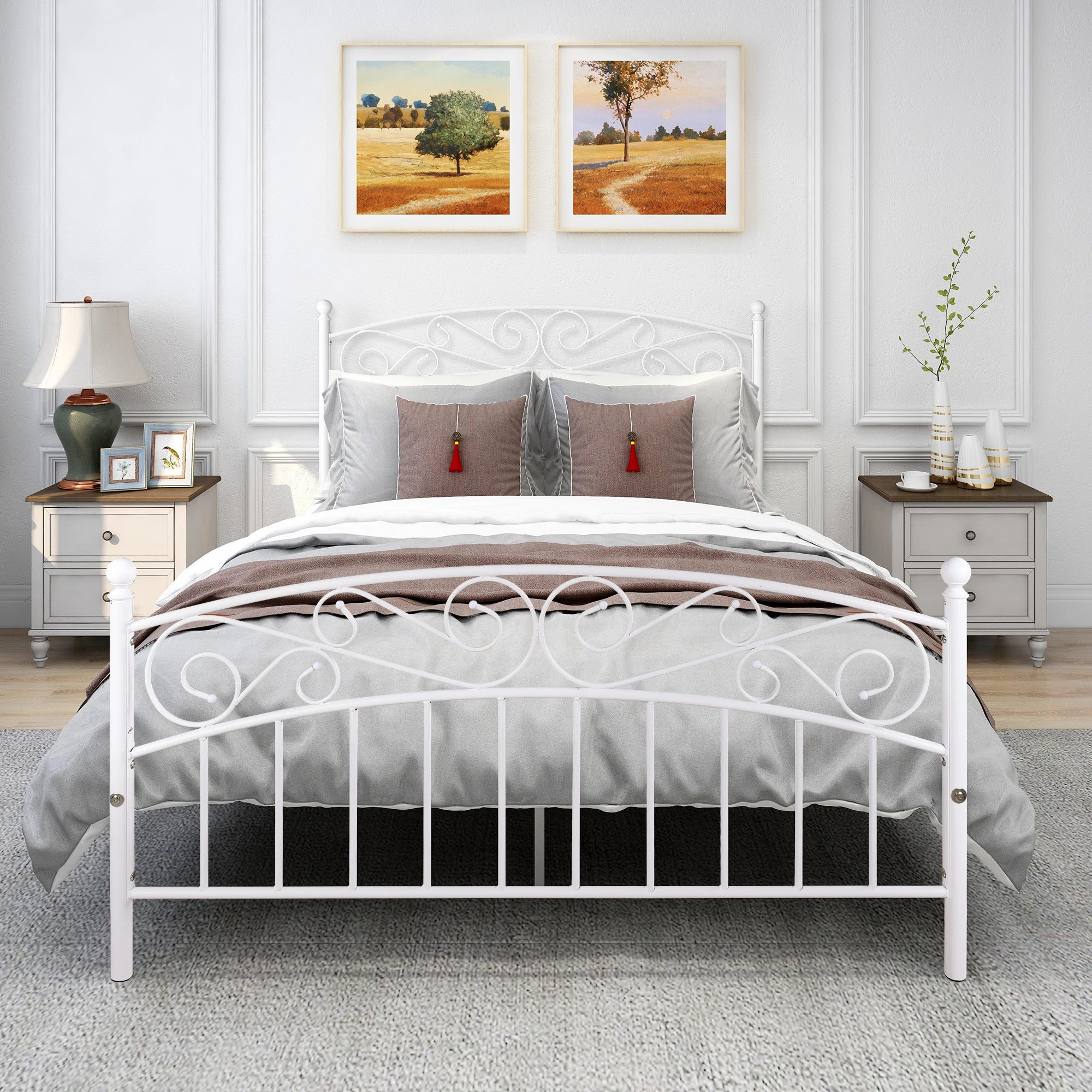 Platform Mattress Foundation With Headboard And Footboard For Bedroom Furniture