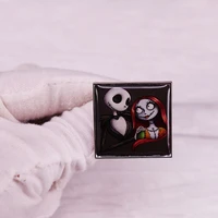 disney brooch nightmare before christmas skeleton jack and sally romance metal badge fashion bag decoration pin gifts for couple