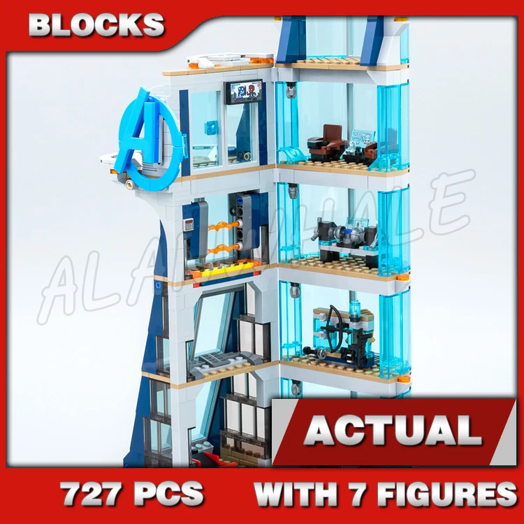 

727pcs Super Fighter 5-floor Revengers Tower Battle Armory Room Tech Lab Garage 11564 Building Blocks Toy Compatible With Model