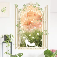 3d window wall stickers for living room bedroom wall decorations poster decals self adhesive waterproof wall stickers flowers
