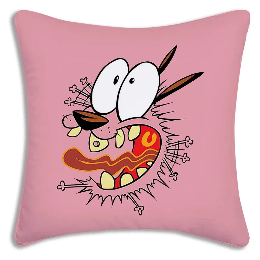 Cartoon C-COURAGE Pillow Covers Sofa Decorative Home Double-sided Printing Short Plush Cute Cushion Cover C-Cowardly Dog