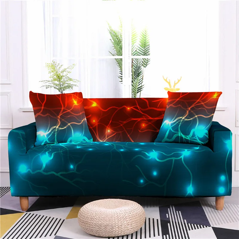 

1/2/3/4 Seater Easy Fit Fashion Recliner Abstract Stretch Sofa Covers Rainbow Armchair Loveseat Couch Cover Housse Canapé