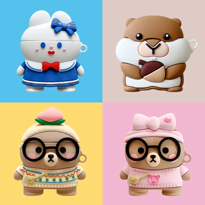 

3D Cute Cartoon Bear Bunny Silicone Soft Case for AirPods 1 2 3rd New Bluetooth Earphone for AirPods Pro Charging Box Cover