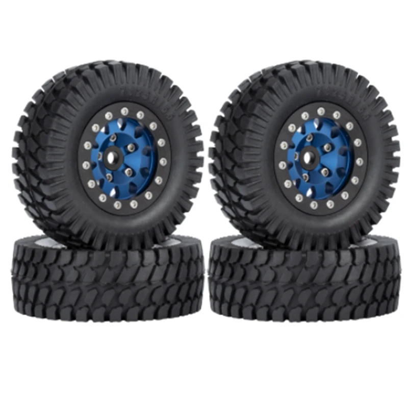 

4PCS 76Mm 1.55Inch Metal Beadlock Wheel Rims Tires Set For 1/10 RC Crawler Car Axial Yeti Jr RC4WD