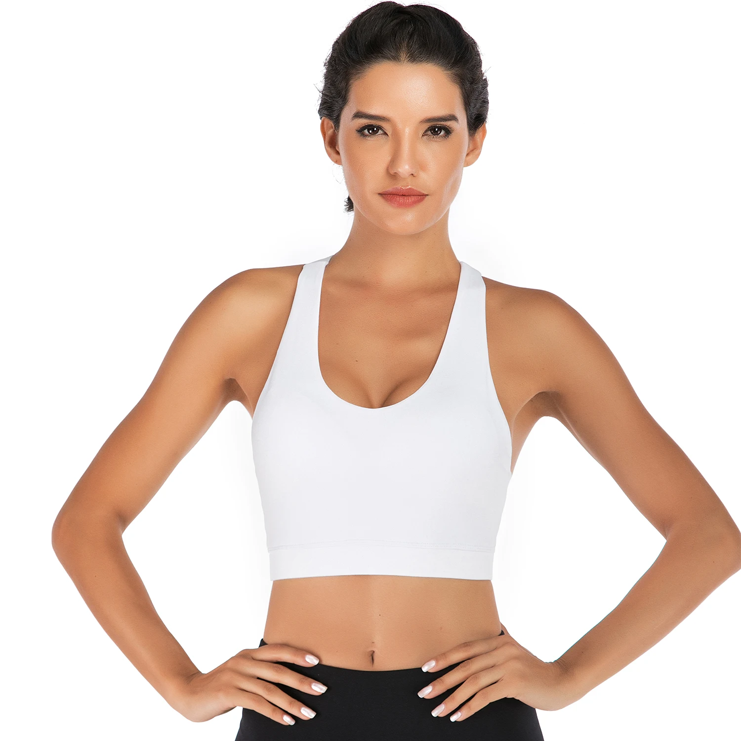 UETEEY Women Sports Bra Back Padded Strappy Yoga Top Bra Breathable Gym Sportswear With Removable Cups for Gym Fitness Yoga