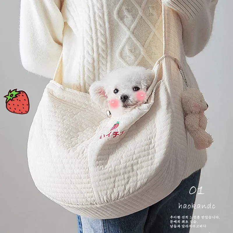 Cat Bag Outing Carry Bag Cat Bag Dog Backpack Single Shoulder Canvas Dog Bag Crossbody Bag Teddy Cat Pet Supplies