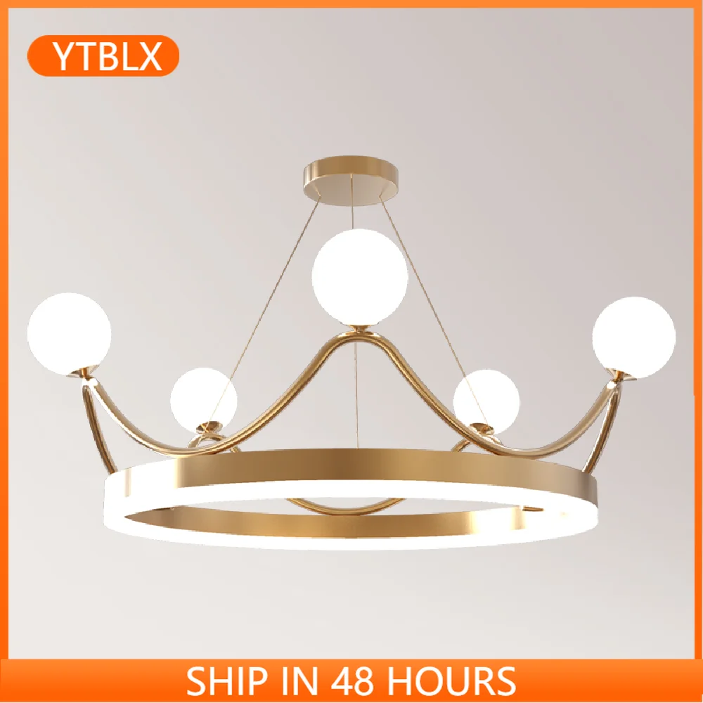 

Креативная светодиодная люстра в скандинавском стиле с короной, 6/8/10 головок, Золотая круглая Подвесная лампа для дизайнерских детей, гости...