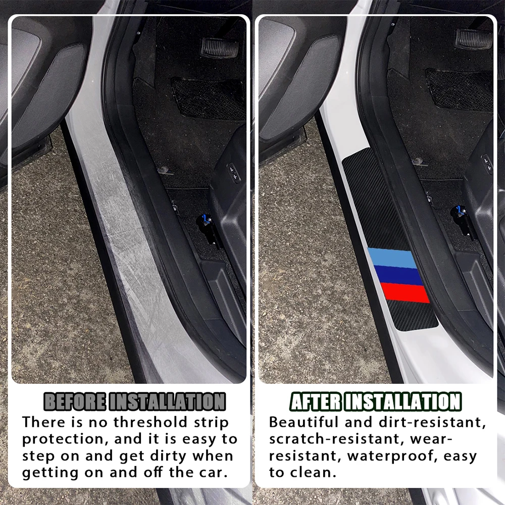 4 шт. трехцветная Защитная крышка для автомобильной двери M Power Decal BMW 3 5 6 7 Series X1 X3 X5