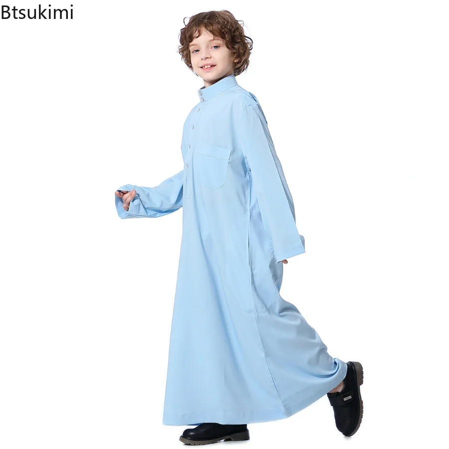 New Muslim Boys Long Robe Jilbab Khimar Turkey Ramadan Muslim Clothes Kaftan Moroccan Islam Hijab Abayas Arab Islamic Clothing