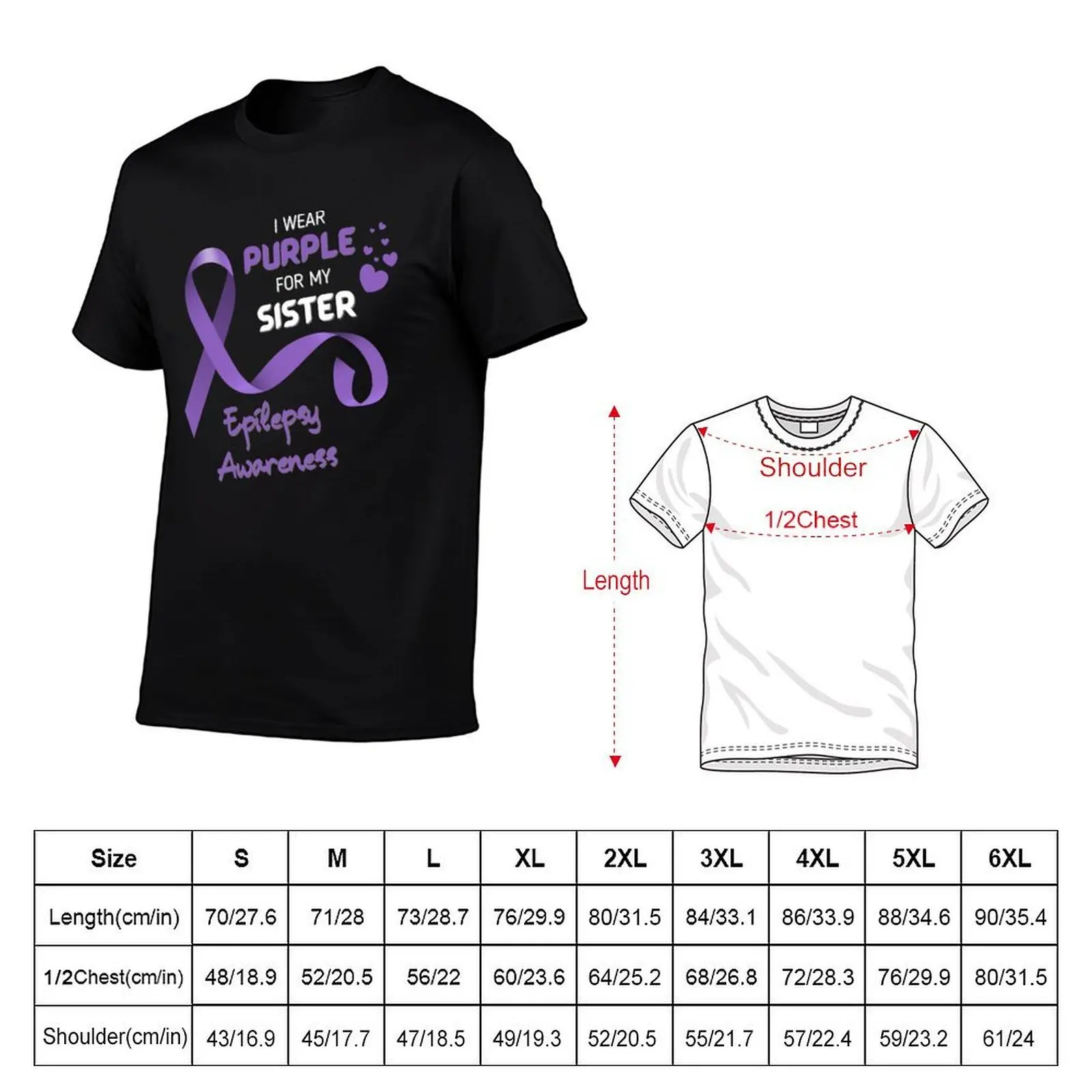 Футболка I Wear Purple for My Sister Epilepsy Awareness, мужская футболка из 100-процентного хлопка, дизайнерская футболка (art.: 3920d25980ca7) - 3920d25980ca7