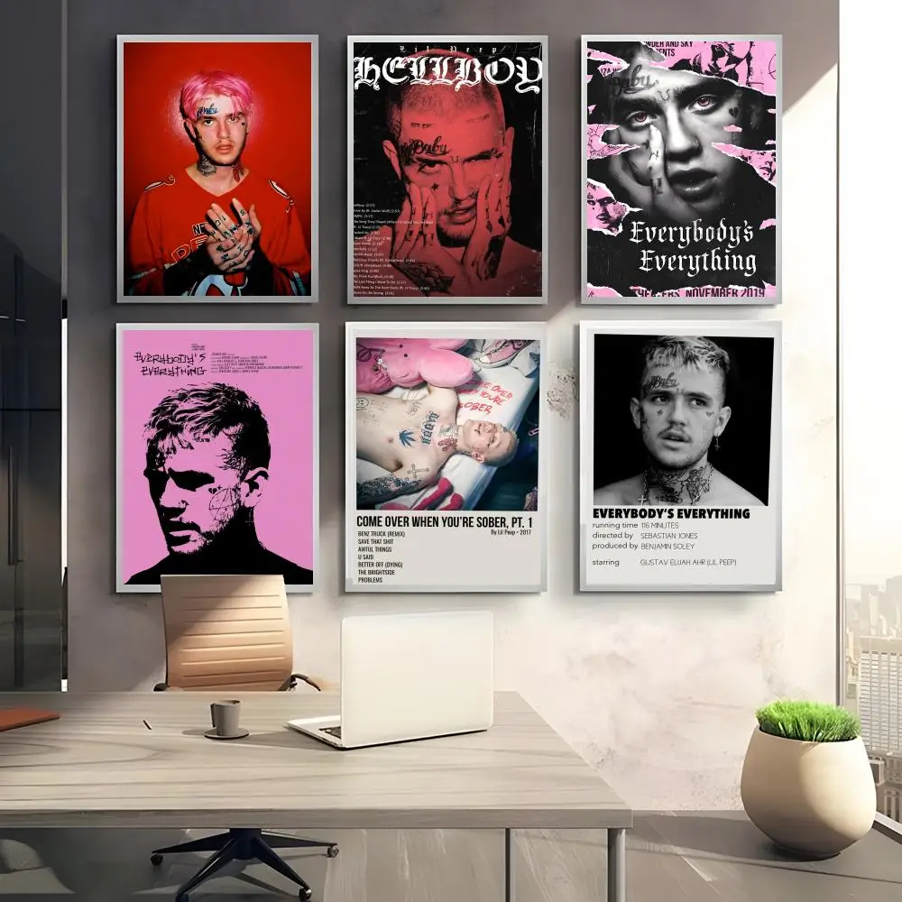 Фото Плакат Singer L-Lil Peep, идеальная наклейка, самоклеящаяся, художественная, предназначенная для домашней столовой, офисных помещений №2