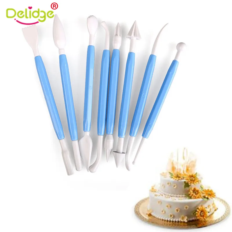 

Delidge 8PCS/Set Fondant Cake Decorating Pen Many Shape Mixed Modeling Plunger Cutters Fondant Cookie Sculpture Baking Tool