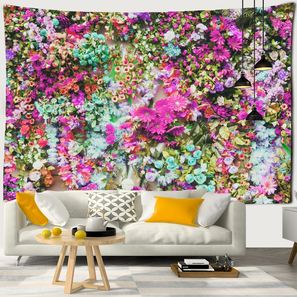 

Colorful Beautiful Flowers Tapestry Wall Hanging Cloth Tapestries Carpets Dorm Art Decor Polyester Picnic Beach Towel Yoga Mat