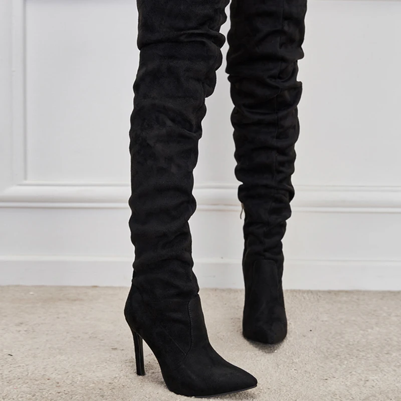 

Big Size 2022 Ladies High Heels Stretch Modern Boots Shoes Women Over-the-Knee Chelsea Boots High Heels Pointed Toe Female Pumps