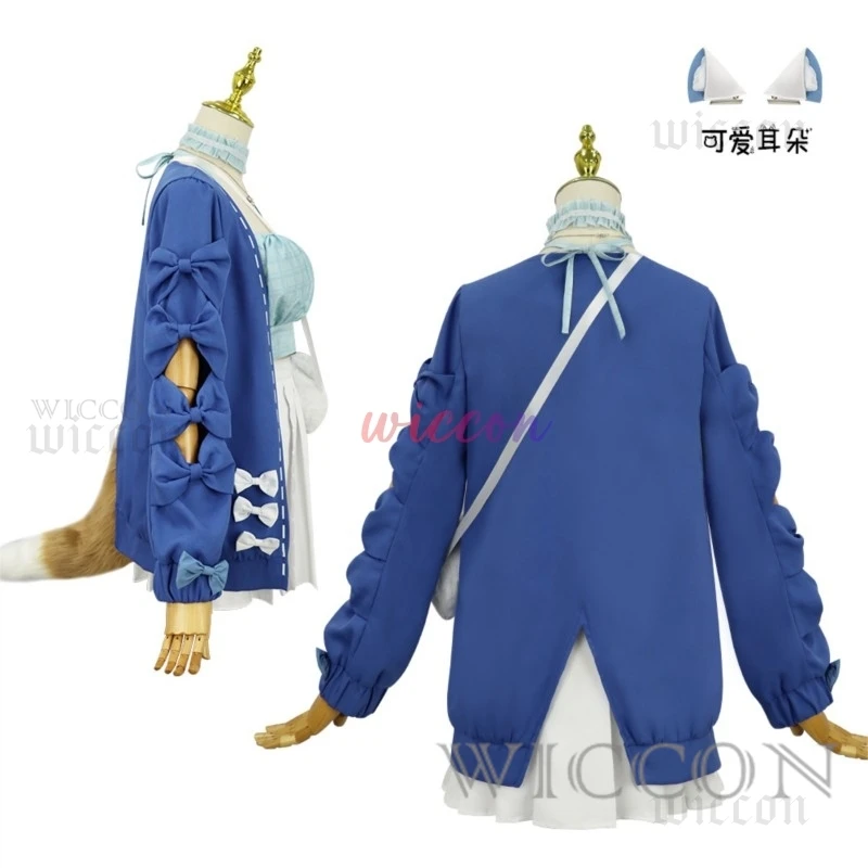 Fuwawa Mococo Abyssgard Fuwamococo Косплей Костюм Повседневное Платье Хвост Парик Holo Vtuber EN Новый