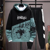 new trendy young high street print patchwork hoodies streetwear hip hop hooded sweatshirt fashion tops for men