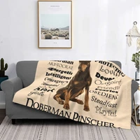 red doberman blanket dog pet puppy pattern plush warm soft flannel blanket sofa bedding
