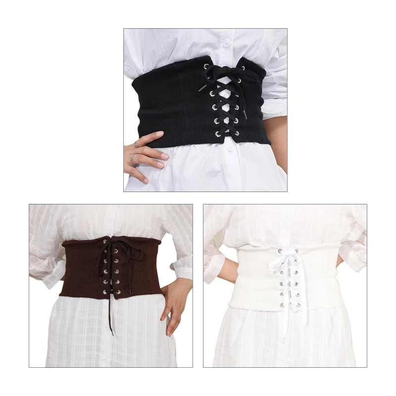 

Gothic Solid Color Lift Up Female Waist Corset Wide Polyester Belt Women Fashion Slimming Waistband Adjustable Corsets T8NB